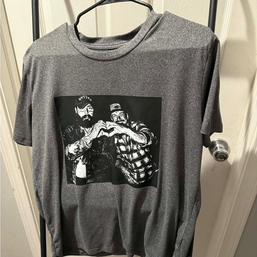 Men's Charcoal Graphic Tee - Grey Printed Crew Neck Shirt